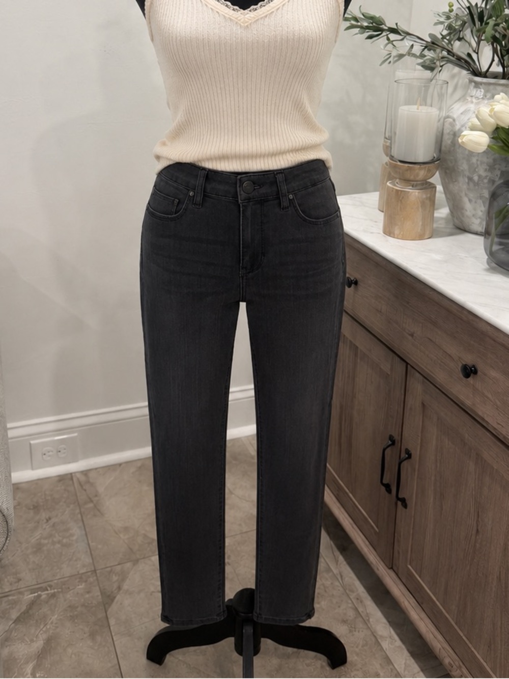 NWT Liverpool Skinny Jeans in Charcoal Black Meteorite Wash Size 8